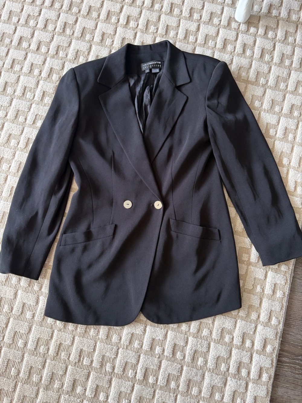 Liz Claiborne Collection Black Double-Button Tailored Blazer Size 8